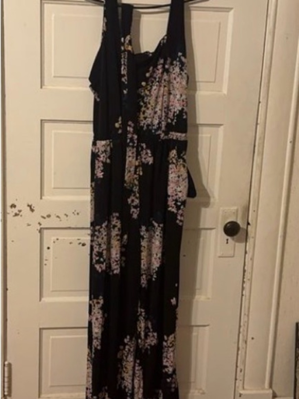 Maurices Black Maxi Dress with Pink Floral Print